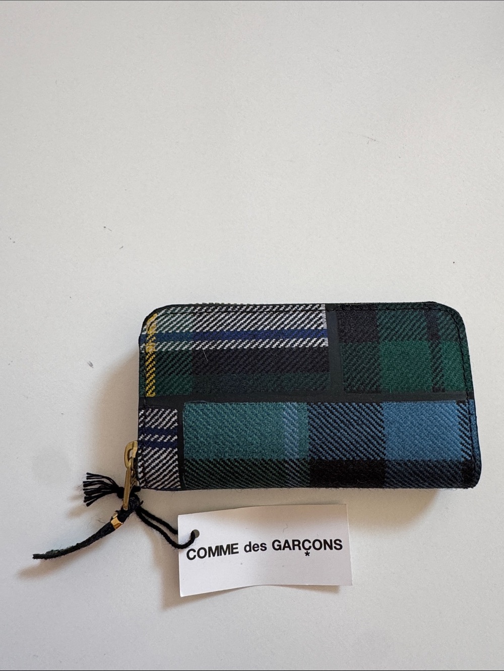 Comme des Garcons Tartan Patchwork Zip Wallet NWT Blue